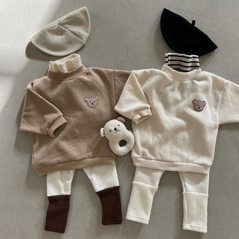 Cute Bear Patch Design Cotton Sweater