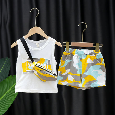 Cotton Vest and Shorts Camouflage Pattern Set