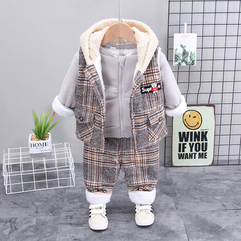 Teddy Sweatshirt, Hooded Vest and Fleece Jogger Pants Set