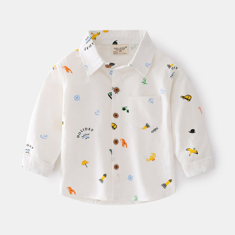 Cotton Oxford Shirt Nautical Print