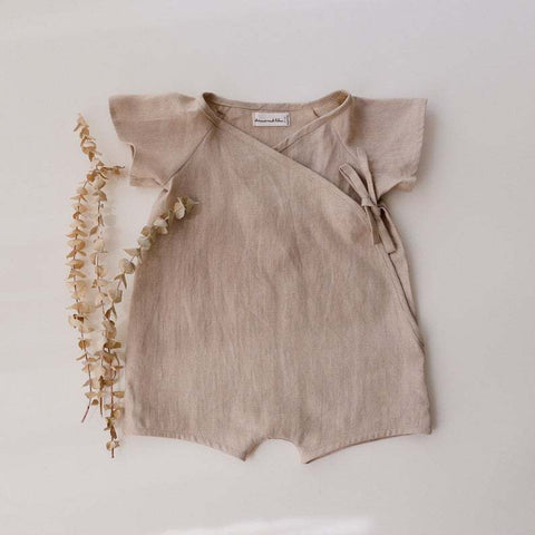Linen Romper with Side Tie Closure