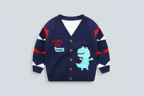 Dinosaur Design Knit Cardigan