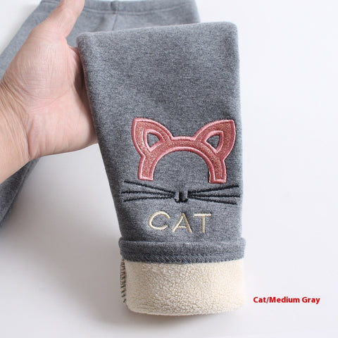 Soft Cotton Leggings with Bunny Embroidery