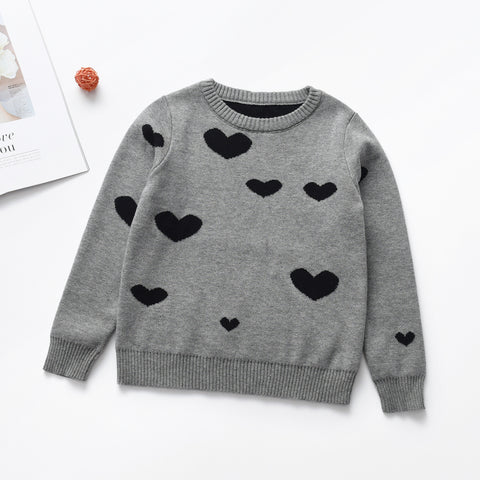 Charming Heart Design Knit Sweater