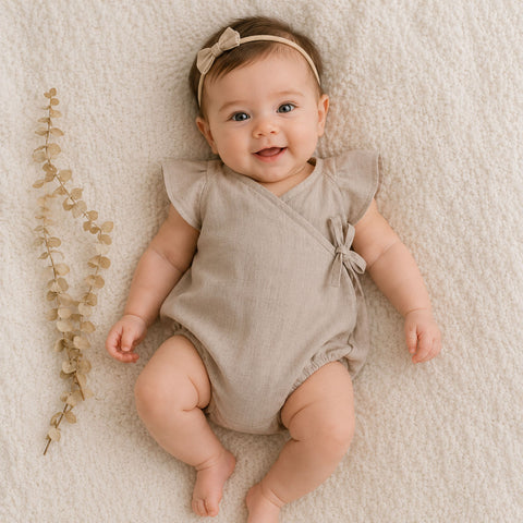 Linen Romper with Side Tie Closure