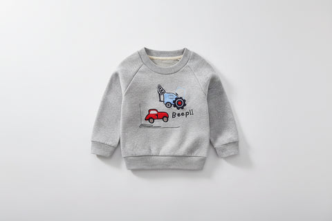 Playful Car Embroidery Cotton Sweatshirt
