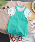 Fun Graphic Cotton T-Shirt and Suspender Shorts Set