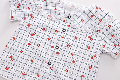 Shirt and Suspender Shorts Heart Pocket Set