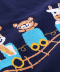 Cotton Sweater with Cartoon Train Motif