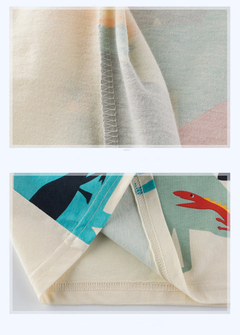 Camiseta de algodón con estampado de dinosaurios coloridos