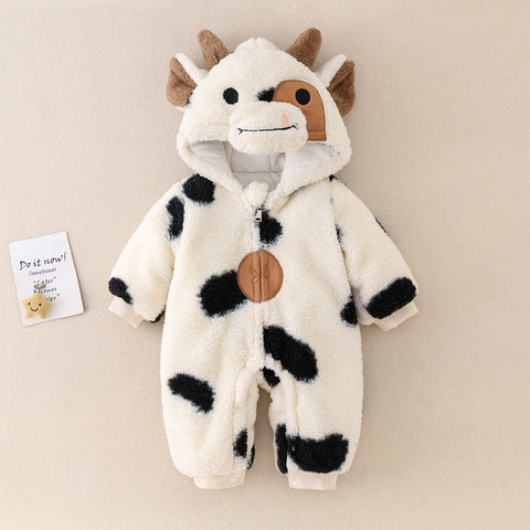 Fun Cow Design Cotton Hooded Romper