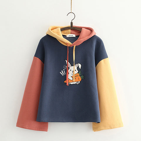 Carrot Bunny Color Block Hoodie