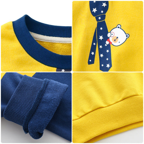 Playful Cartoon Tie Print Cotton Sweatshirt