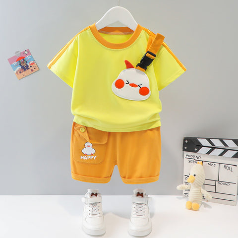 Fun Pattern Patch Detail T-Shirt and Shorts Set