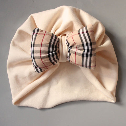 Soft Cotton Turban Beanie with a Plush Bow
