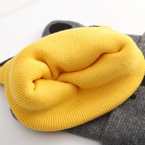 Playful  Bear Face Knit Beanie
