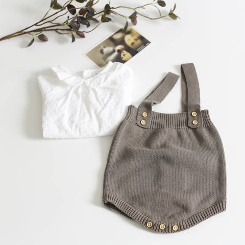 Cozy Cotton Knit Suspender Romper