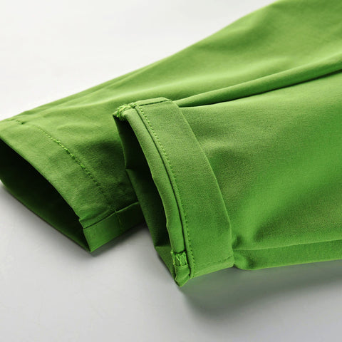 Green pants with a white background