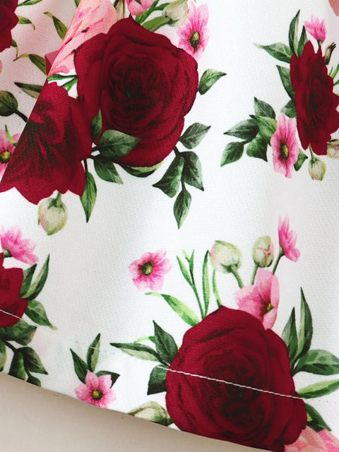 Vestido de algodón de manga larga con estampado floral