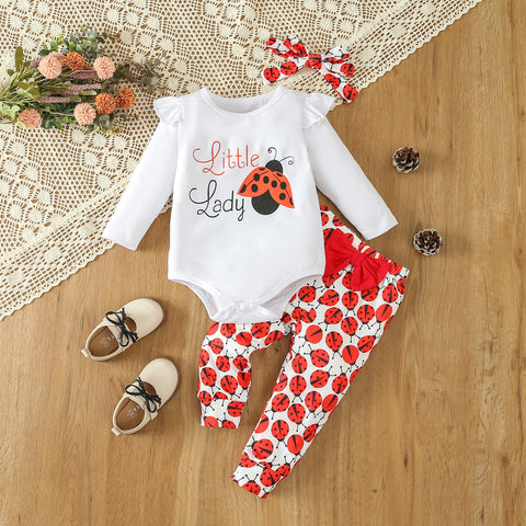 Ladybug Print Romper and Legging Set