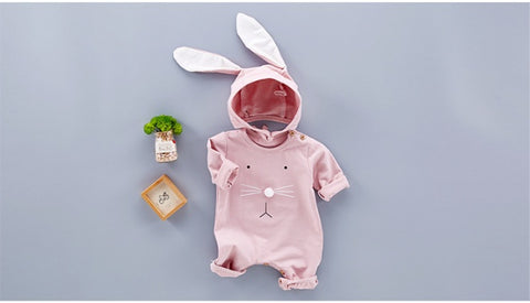 Soft Cotton Romper and Bunny-Ears Hat Set