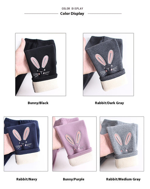 Leggings de algodón suave con bordado de conejito