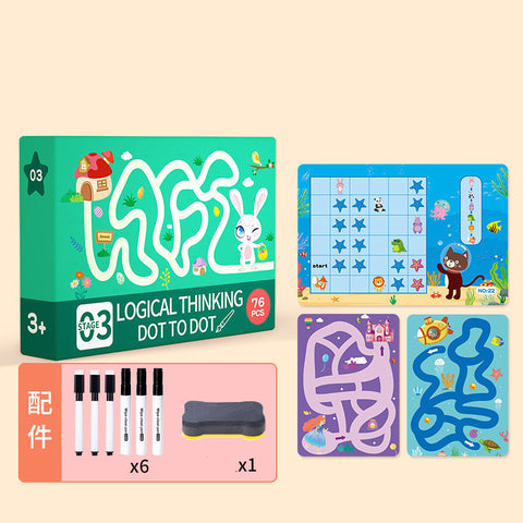 Libro di esercizi, penne per lavagna bianca e set di disegni puzzle con gomma