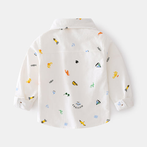 Cotton Oxford Shirt Nautical Print
