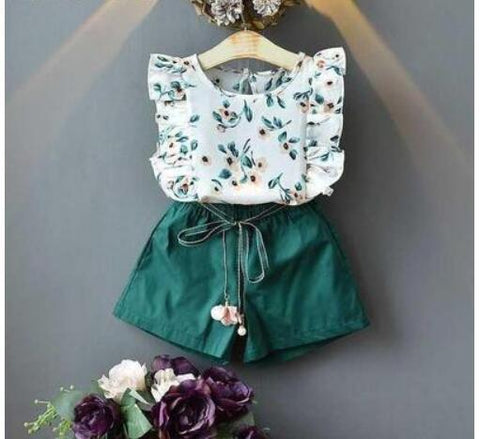 Cotton Sleeveless Blouse and Shorts Set