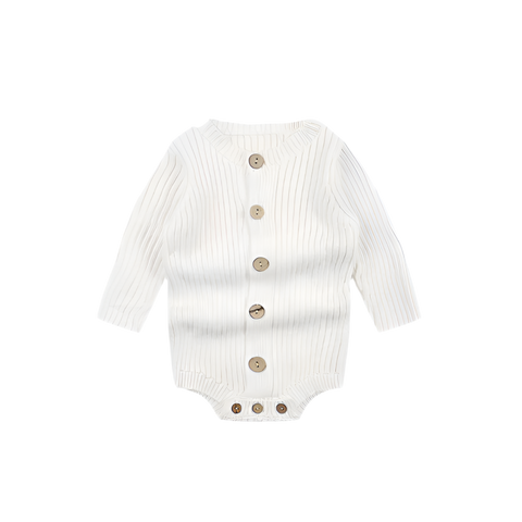 Cotton Knitted Bodysuit with Back Buttons