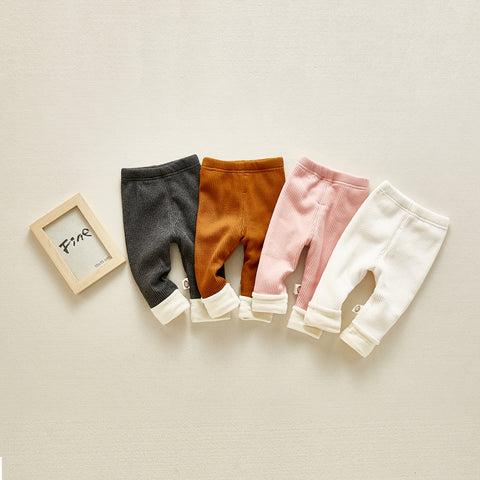 Cotton Ribbed Pants with Fleece Lining