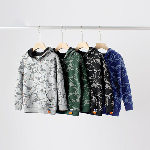 Hooded Bear Prin Sweater