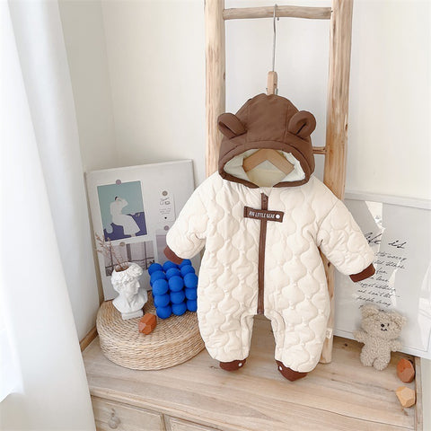 Quilted Hooded Jumpsuit with Bear Ears