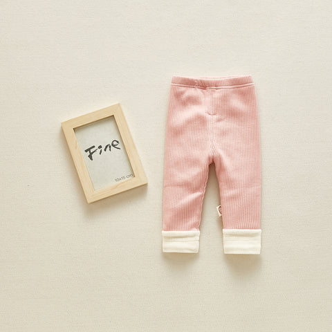 Cotton Ribbed Pants with Fleece Lining