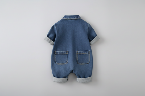 Tuta in denim e cotone con tasca Teddy