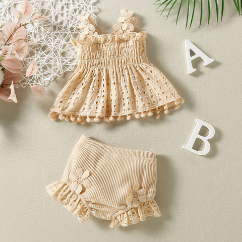 Eyelet Lace Camisole and Ruffle Bloomers Set