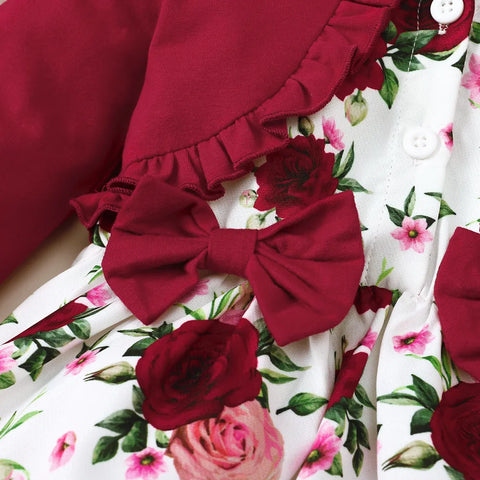 Vestido de algodón de manga larga con estampado floral