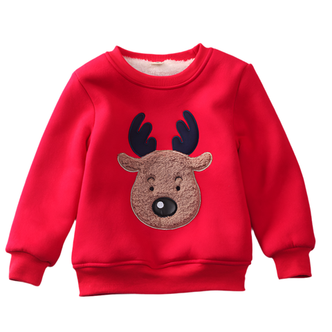 Fleece-Sweatshirt mit Rentier-Applikation