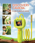 Discovery camera for curious kids with a child using it outdoors.