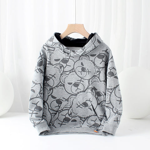 Hooded Bear Prin Sweater