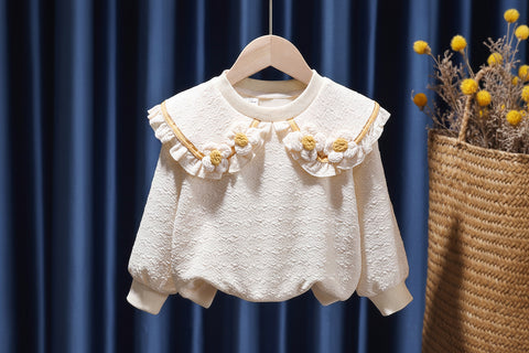 Floral Applique Cotton Sweater