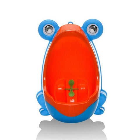 Frog potty trainer in Haze Blue with rotating target spinner


