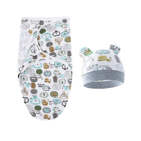 Adjustable Cotton Swaddle and Hat Set