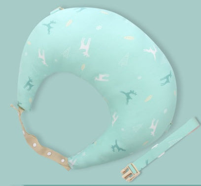 U-shaped pillow with airplane pattern on a light blue background