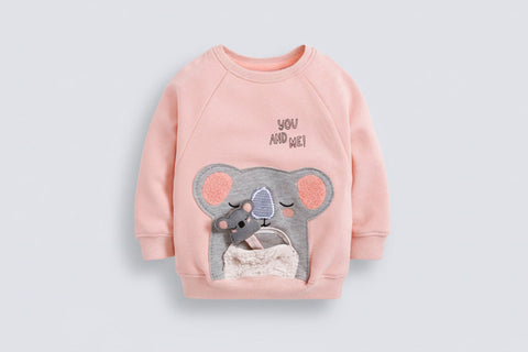 Koala Pocket Design Cotton Sweater