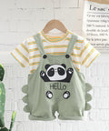 Lightweight Overalls and striped Tee Set