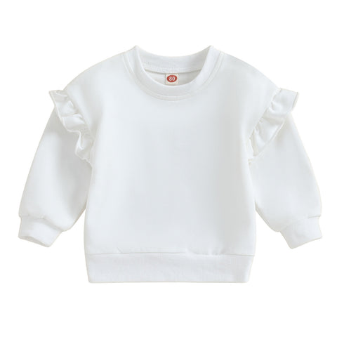Comfy Ruffled Shoulder Cotton Sweatshirt