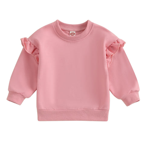 Comfy Ruffled Shoulder Cotton Sweatshirt