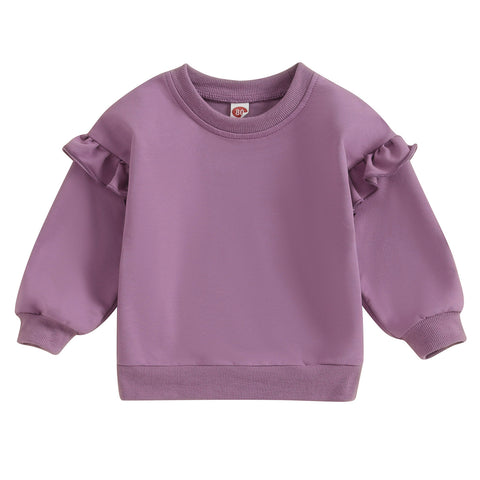 Comfy Ruffled Shoulder Cotton Sweatshirt