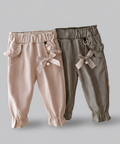 Organic Cotton Herringbone Pants Charming Bow Design
